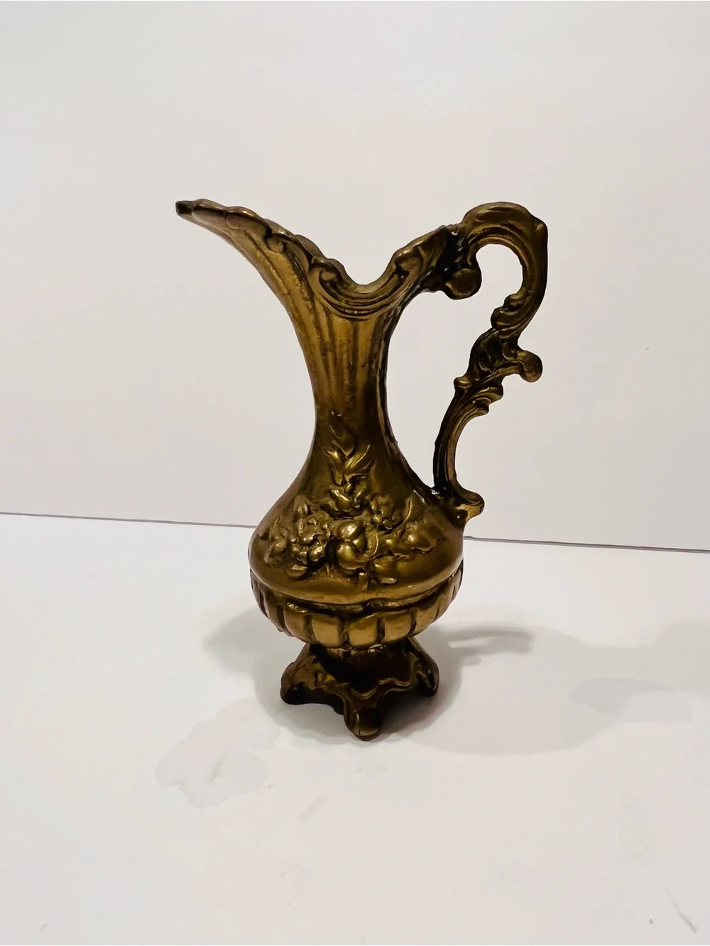 Antique Solid Brass Decorative Small Pitcher 6.5” Heavy